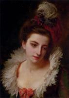 Gustave Jean Jacquet - Portrait Of A Lady With A Feathered Hat